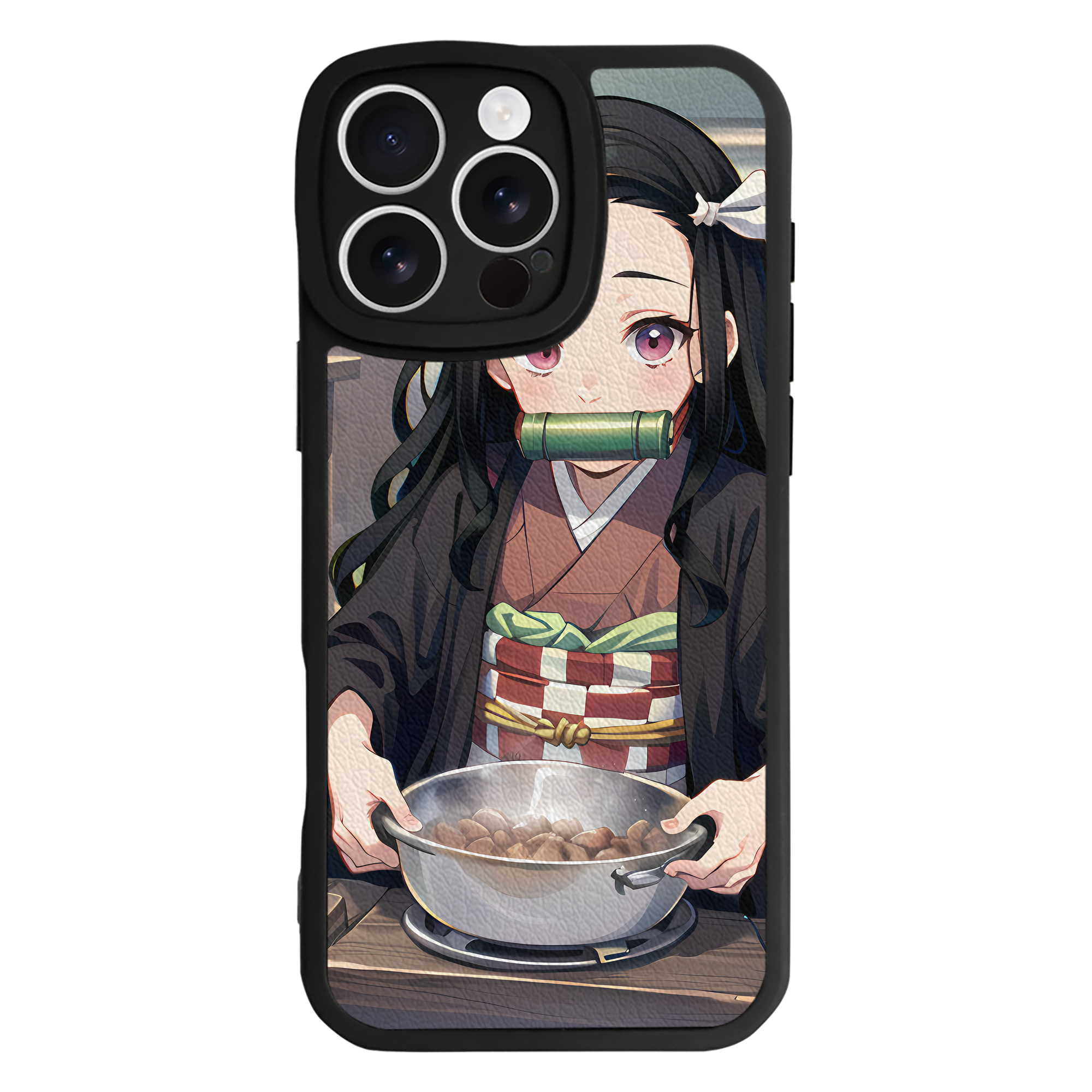 （画像用） 鬼滅の刃（きめつのやいば）竈門 禰󠄀豆子／かまど ねずこ Kamado Nezuko 【iPhone 16シリーズ対応】シリコンスマホケース（レザー調） 材質：シリコン